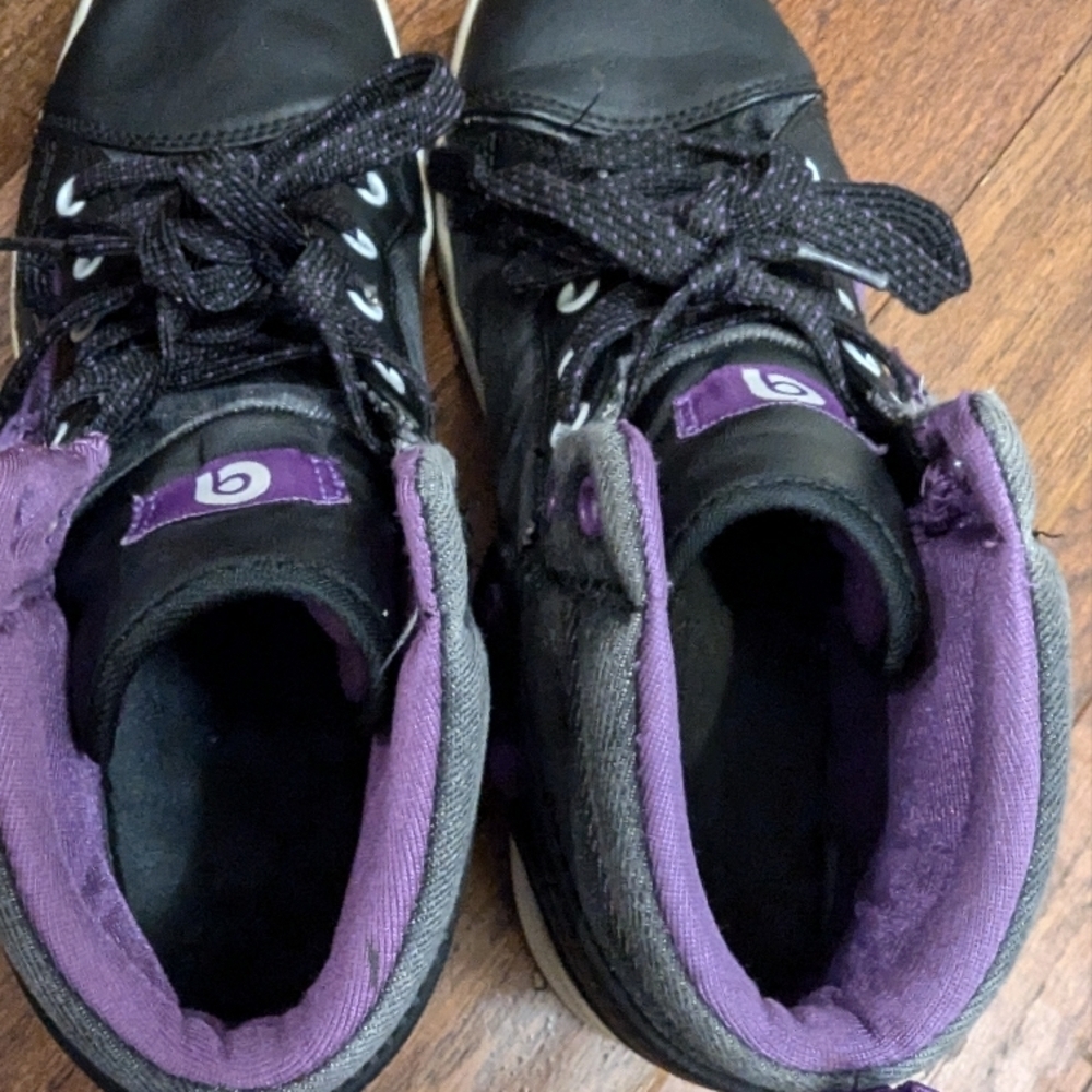Black and Purple High-Top Vegan Leather Sneakers Sz 10 - Picture 8 of 12